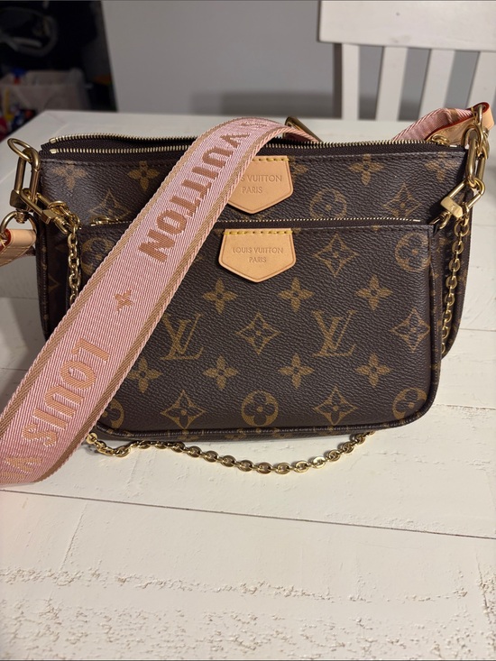 Louis Vuitton Handbags - Louis Vuitton Monogram Crossbody Trio with Pink Logo Strap